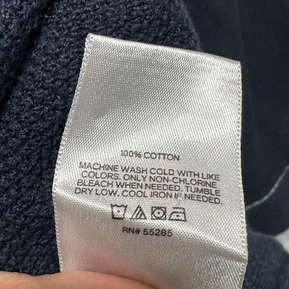 Express Mens XL Knit Polo Shirt Navy Brown Cream Color Block Button Front Cotton - Picture 7 of 7